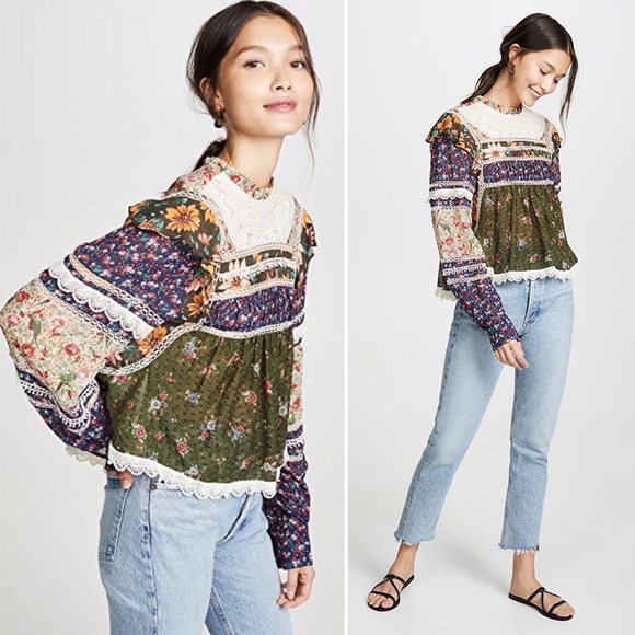 FARM Rio Tops - NWT FARM RIO MIXED LIBERTY BLOUSE
